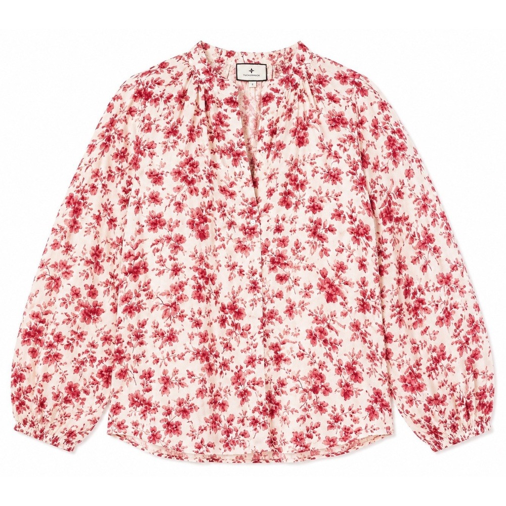 Tuckernuck Sawyer Blouse S Pomegranate Bloom Floral Preppy Cottagecore Chic